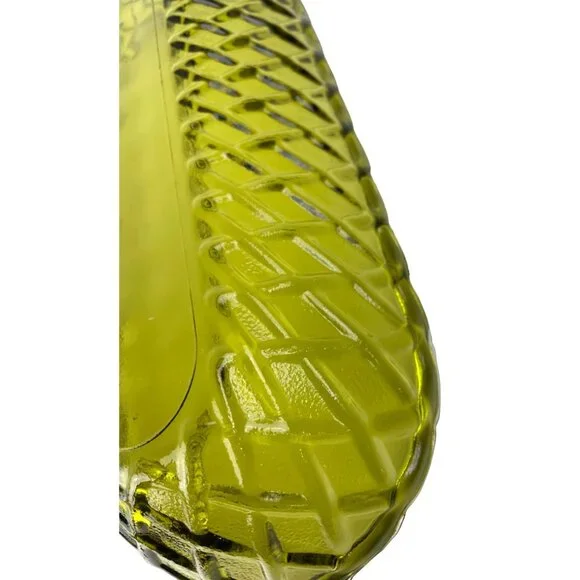 Vintage Indiana Glass Co Avocado Green Celery Dish Pretzel Pattern - Picture 11 of 11